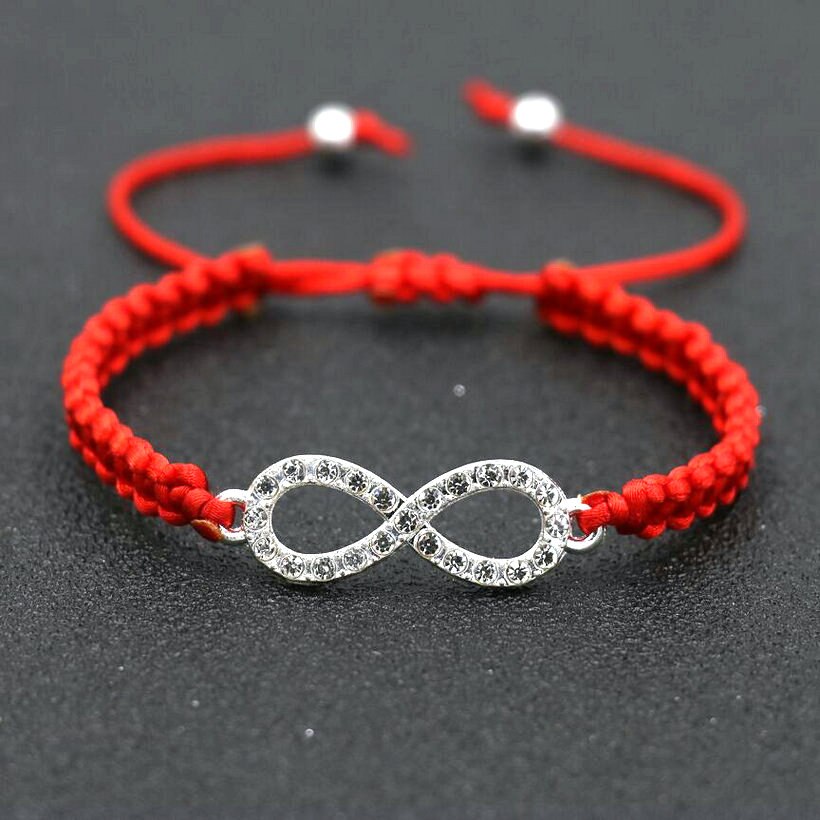 2 teile/satz Frauen Silber Farbe Kristall Zirkon 8 Unendlichkeit Armbinde flechten verrotten Seil Gewinde Armbinde Für Paare freundlicher Mädchen Liebe