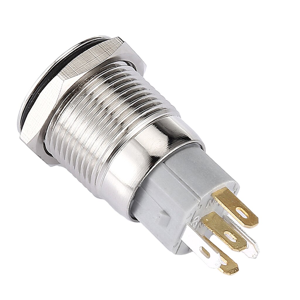 Momentary Push Button Switch Stainless Steel Shell Suitable for 16mm Mounting Hole Red LED Light