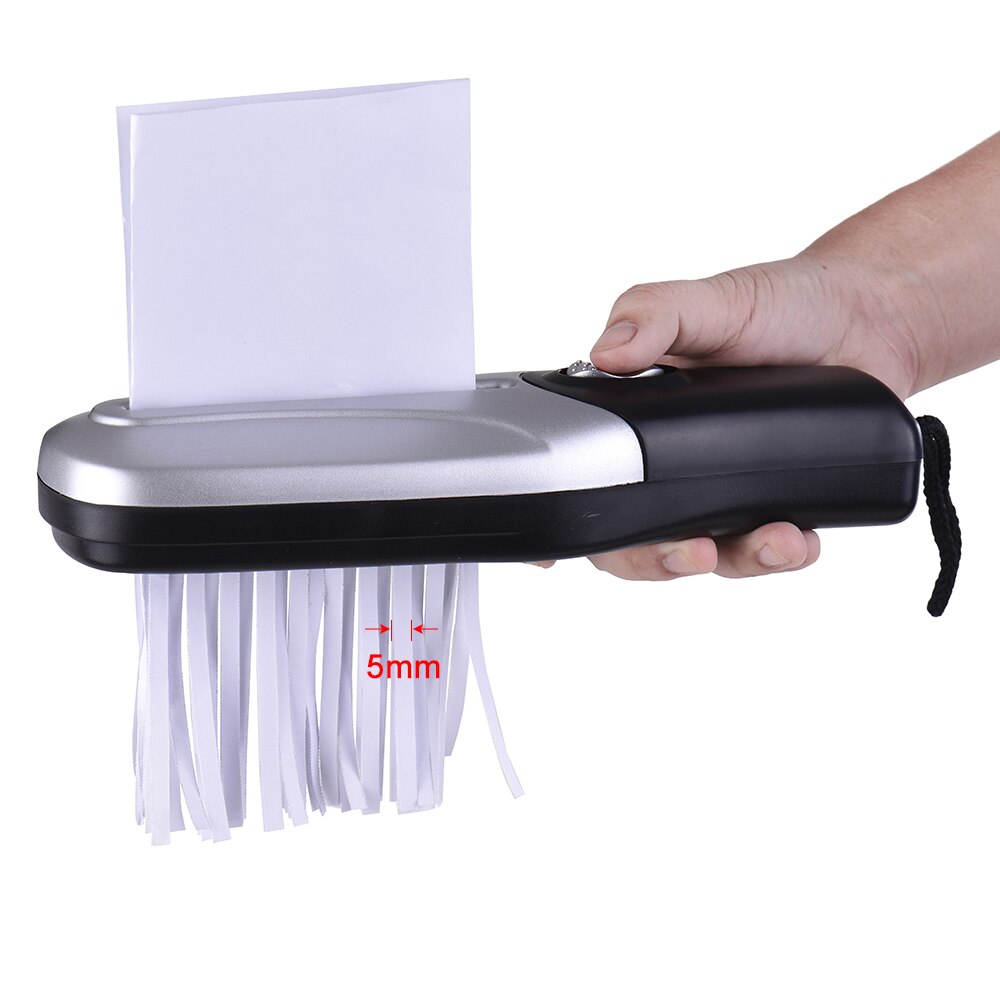 Mini håndholdt papir shredder cutter  a6 foldet  a4 strip skåret usb / batterier drives skære maskine værktøj til kontor papirvarer
