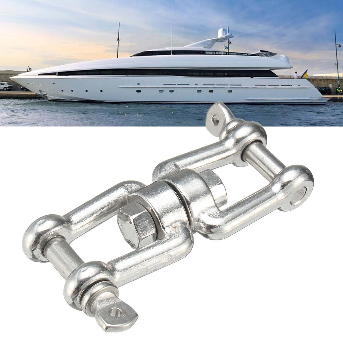 8mm 316 Stainless Steel Boat Jaw Sea Anchor Chain Swivel-Connector Shackle Hook Marine Hardware Durable Corrosion Resistant