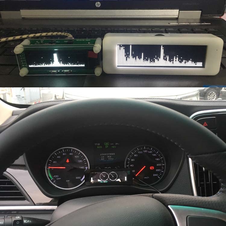 Green 3.12-inch OLED Music Spectrum Display Voice Control Vehicle 8 HiFi Spectrum AUX microphone Car Time Temperatu