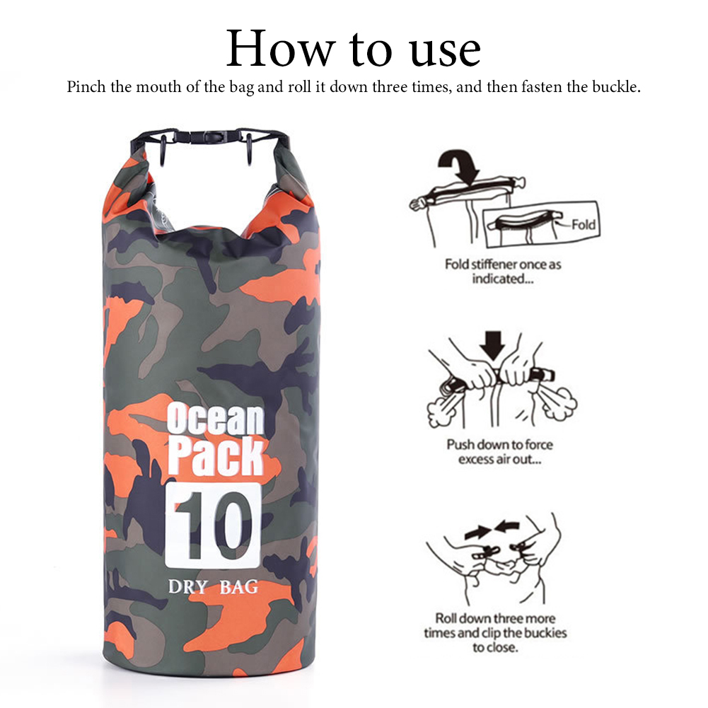Bolsa impermeable de camuflaje para buceo, bolsa seca de almacenamiento para natación, playa, Rafting, Kayak, para exteriores, 2/5/10/20/30L