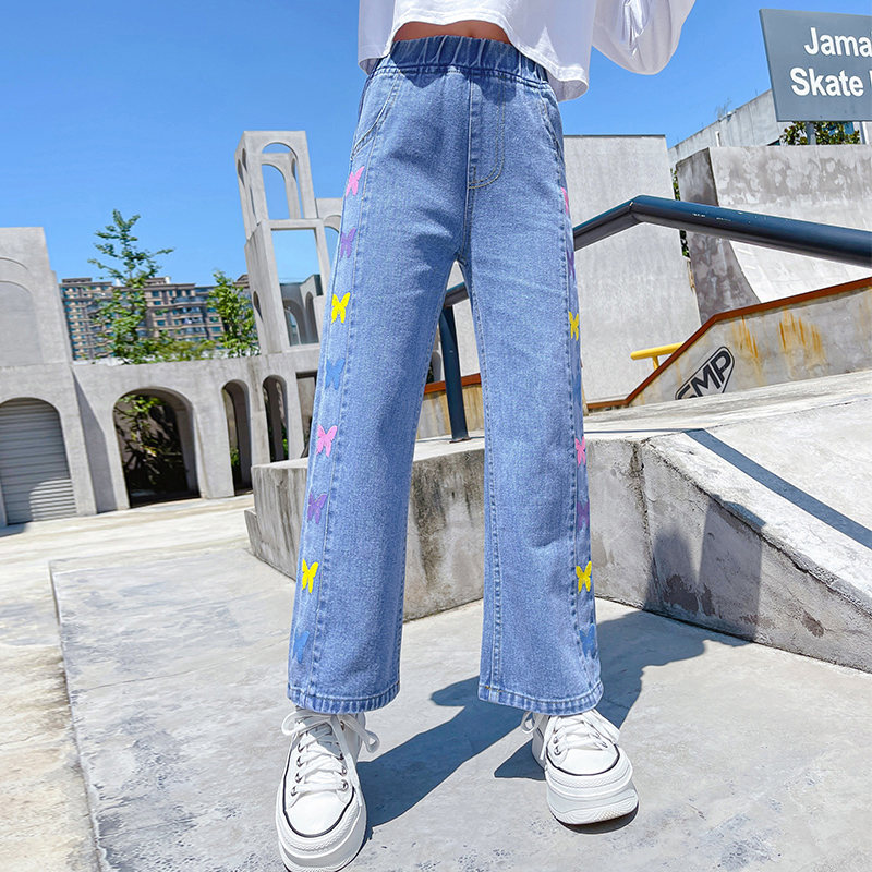 Jean pour filles, pantalon en Denim, vêtements papillon pour enfants de 4 5 7 9 11 13 14 ans