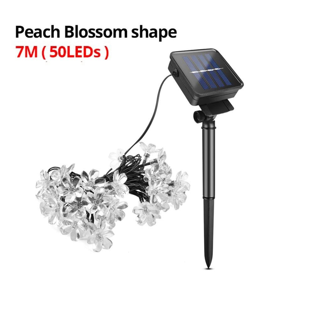 Solar Lamp LED Bulb String Lights Outdoor Crystal Ball Clear Globe Girlanda 20m 5m 6m Garden Decoration patio lights: Peach Blossom 7M / Warm White