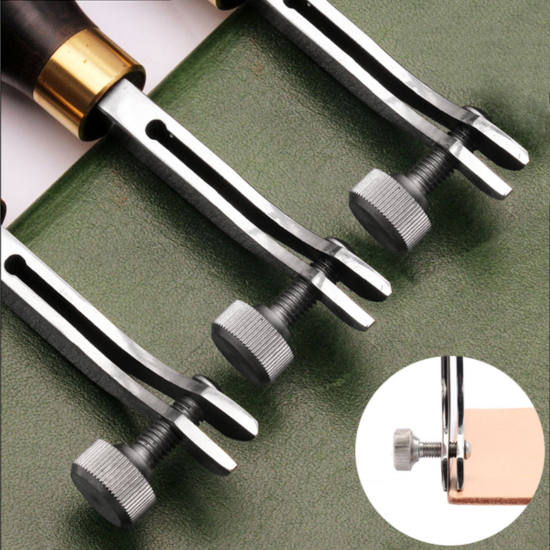 Miusie 1 stk justerbar kantkrøller i rustfrit stål sidelinjer ibenholt håndtag syning af håndlavede læderværktøj