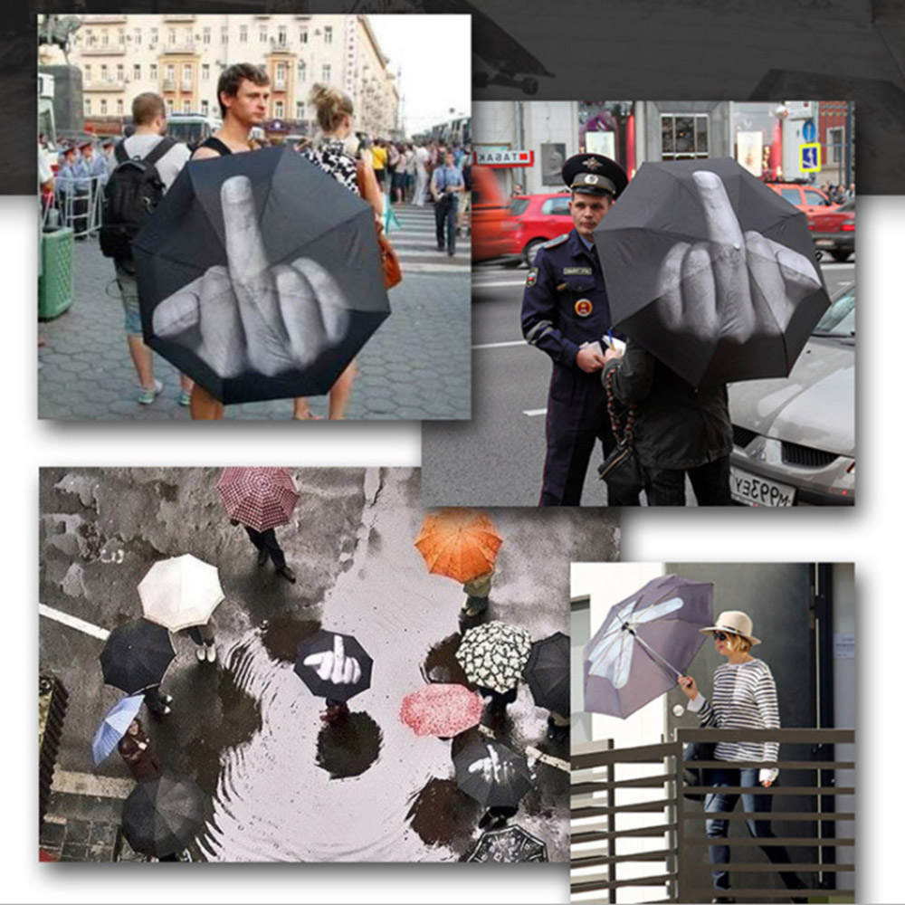 The Middle Finger Umbrella Personality Sunny and Rainy Umbrella Travel Windproof Folding Umbrellas Rain Gear