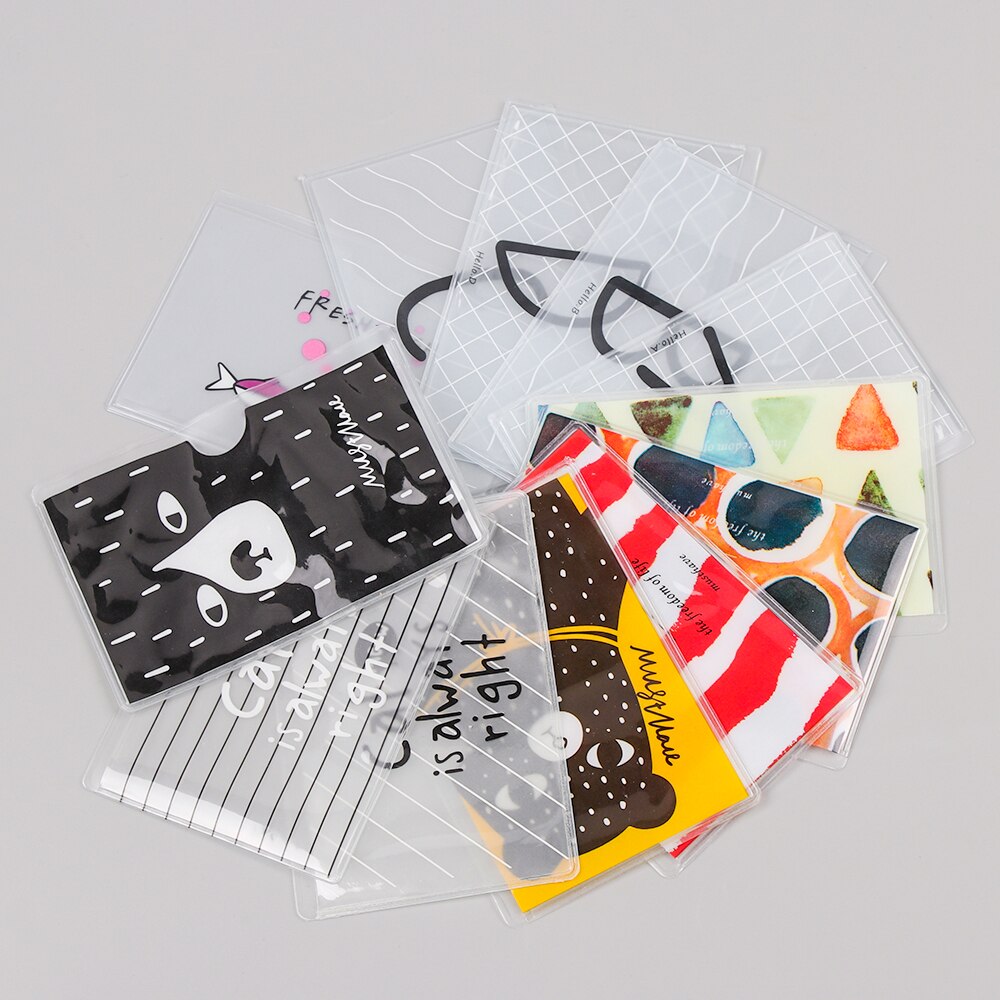 Cute translucent plastic Card bank credit animal pattern stands boy lady girl holder Protector School bus card protection Sleeve