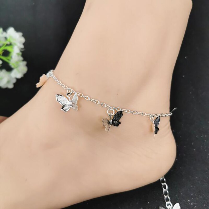 Nouvelle papillon bracelets de cheville pour femmes or argent couleur chaîne cheville Bracelet sur la jambe bohème pied bijoux