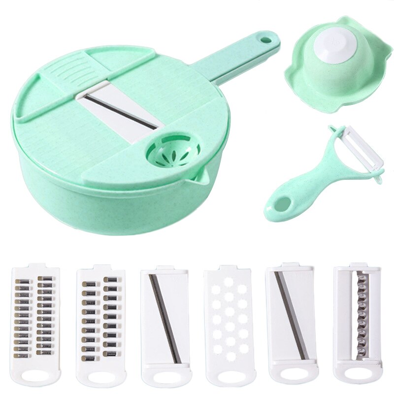 1 set multifunctionele groentesnijder met afdruipmand keukengereedschap fruit groentesnijder groente rasp dunschiller: Groente