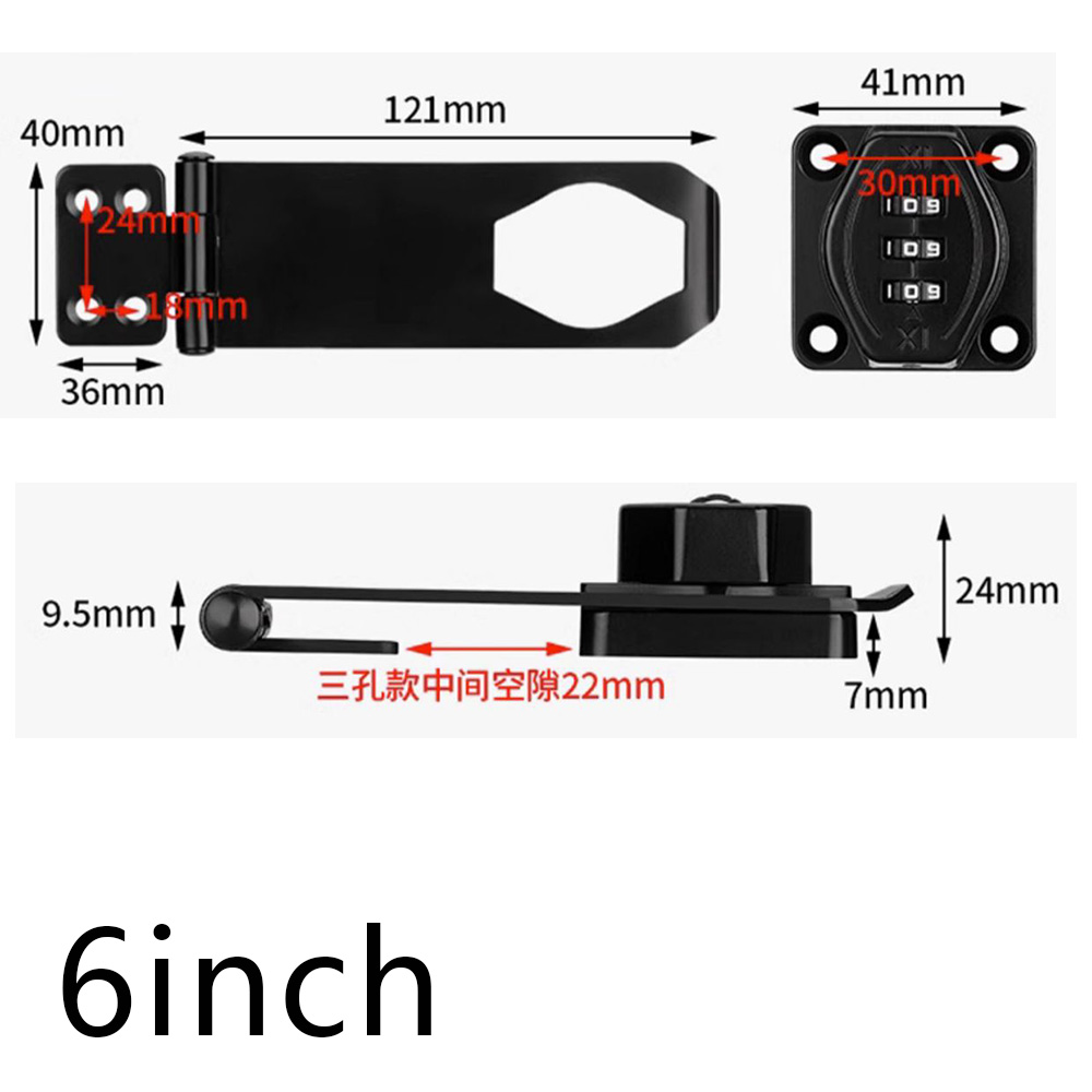 Huishoudelijke kast Wachtwoord Hasp Sloten Kastdeur Combinatieslot Deurbeveiliging Schuifgrendelslot voor kleine deuren Kasten Deur: Bruin