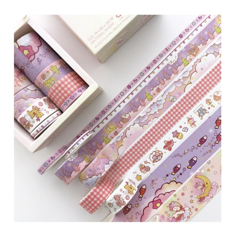 8 Rolls Aesthetic Masking Tape Washi Tapes Stickers DIY Scrapbooking Decoration Supplies for Girls Women Students: Dreamland