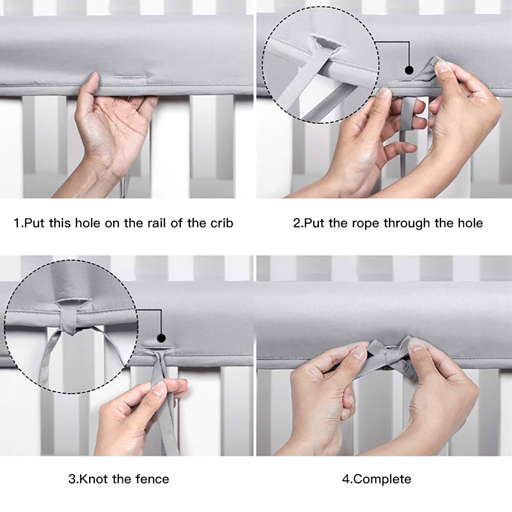 3Pcs Baby Crib Rail Cover Set for Front Side Safe Kids Padded Crib Rail Guard from Chewing Teething Soft Batting Inner