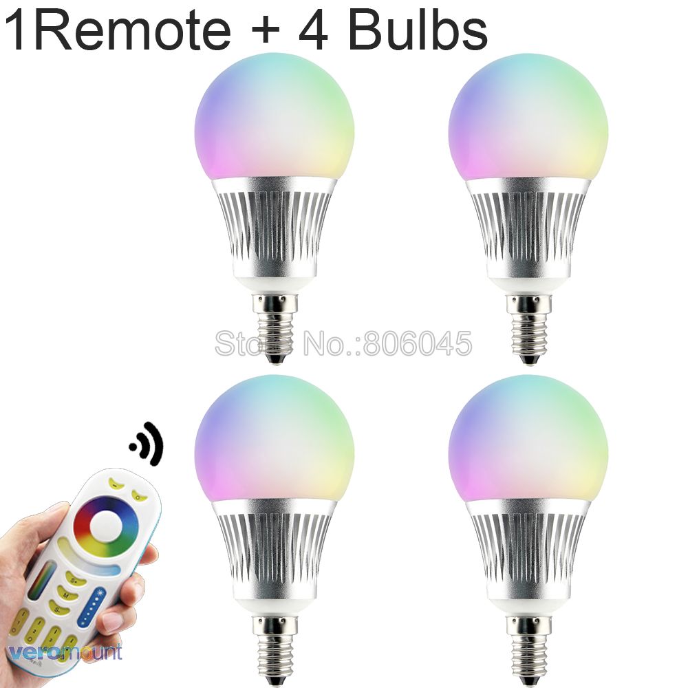 MiLight E14 5W RGB + CCT LED Lamp Smart Dimbare LED Spotlight FUT013 AC 86-265V 2.4G RF Wireless Remote WiFi APP Controle