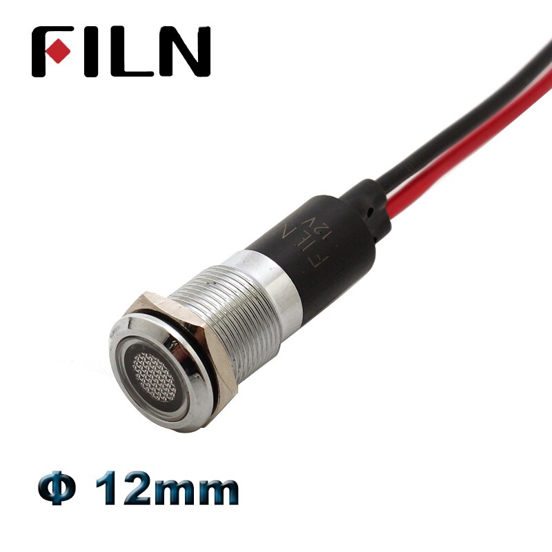 12mm dashboard warning symbol led indicator light pilot lamp 12v 24v led red green blue panel mounted pilot lamp: silver no symbol