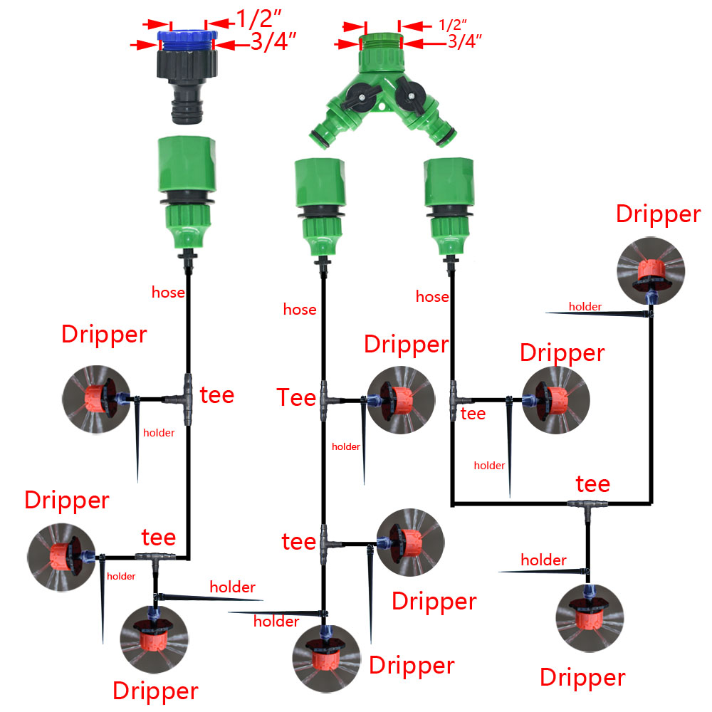 5-50M Automatisch Tuinbewateringssysteem Waterdruppelirrigatiesysteem Plant Bewatering Kit Irrigatie Druppelaars Timer Set