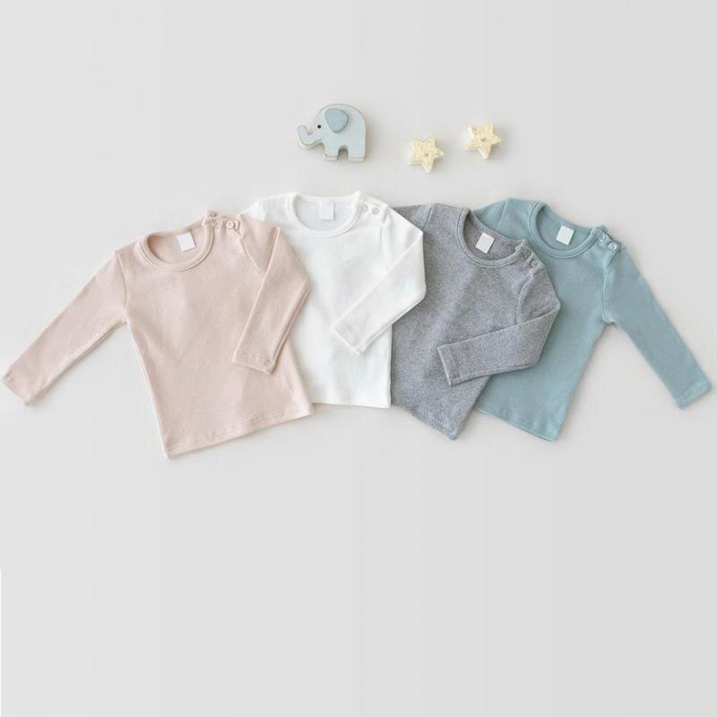 Lente Toevallige Baby Meisjes Shirts Jongens Kleding Pasgeboren Kinderen Snoep Kleur Dieptepunt Peuter Katoen Lange Mouw Blouse