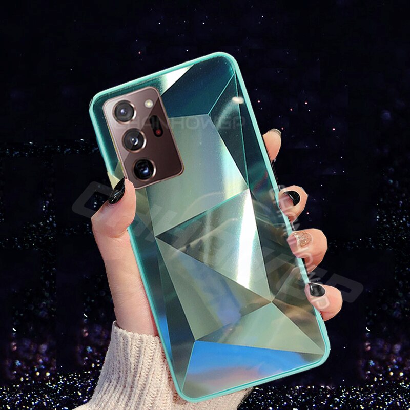 Do Samsung Galaxy Note 20 Ultra Case Glitter 3D pryzmat diamentowe lustro etui na telefony do Galaxy Note20 Note 20 miękka krawędź tylna okładka: Galaxy Note 20 / green