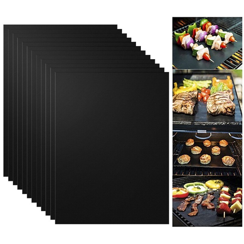 Esterilla antiadherente reutilizable para barbacoa, alfombrilla para hornear, hoja portátil de pícnic al aire libre, utensilio para cocinar, barbacoa, horno, accesorios para barbacoa, esterillas: 12pc