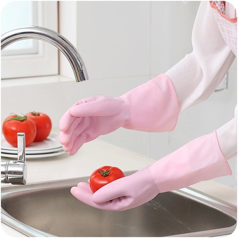 1Pair Emulsion Housework Clean Washing Laundry Gloves Scrubbing Gloves Kitchen DIY Healthy Non-stick Portable Waterproof
