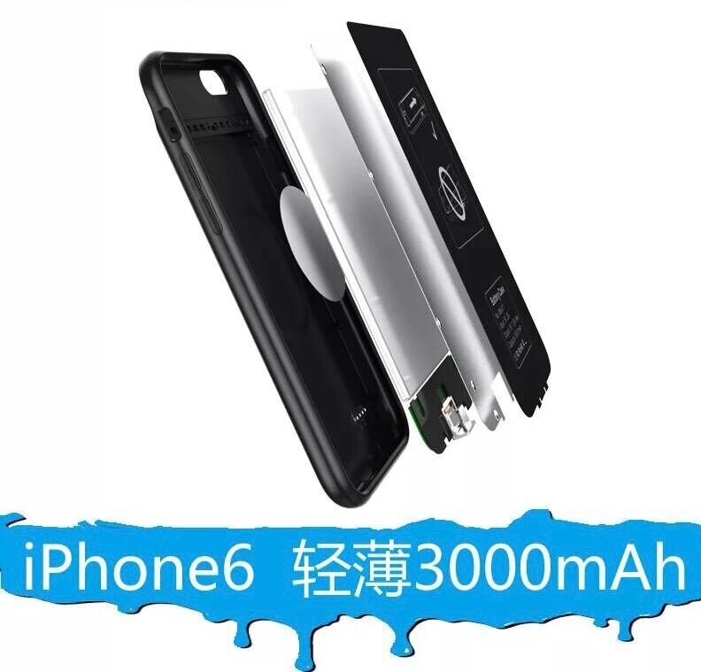 Vraiment Capacité 3000mAh pour Iphone 6 6s 7 8 Plus Boîtier De Batterie Externe Portative de Chargeur de Batterie De Banque D'alimentation de Secours Rechargeable