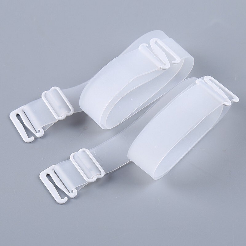 Women 1.8cm Wide Backless Clear Bra Straps Non Slip Transparent Bra Strap Adjustable Bra Extender Accessories: White