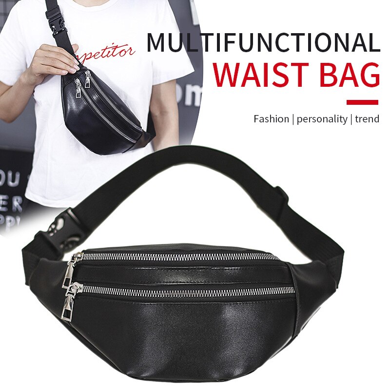 Brivilas pu leather waist bag women waterproof men fanny pack sport belt bag banana multifunction chest bag shoulder