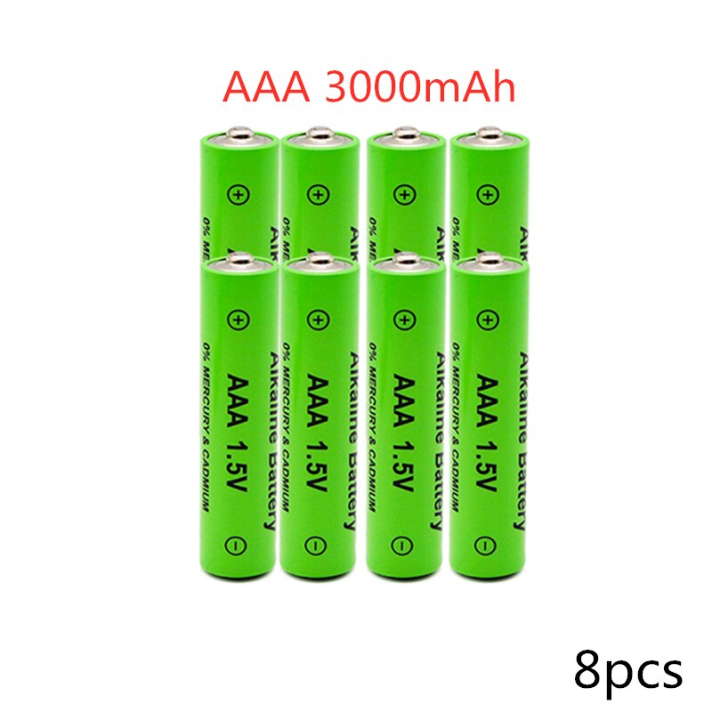 100% AAA battery 3000 mAh rechargeable battery AAA 1.5 V 3000 mAh Rechargeable Alcalinas drummey + charger: Black