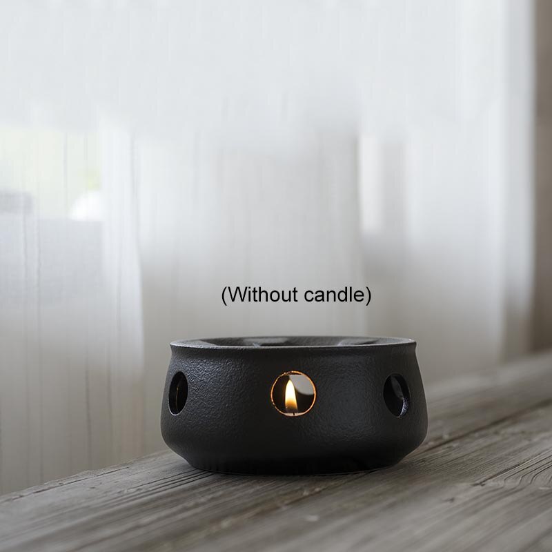 Styl japońnarty czarny Zen gruba ceramika dzbanek na herbatę cieplej podstawa ceramiczny świecznik podstawa izolacyjna podgrzewacz robić mleka akcesoria: czarny