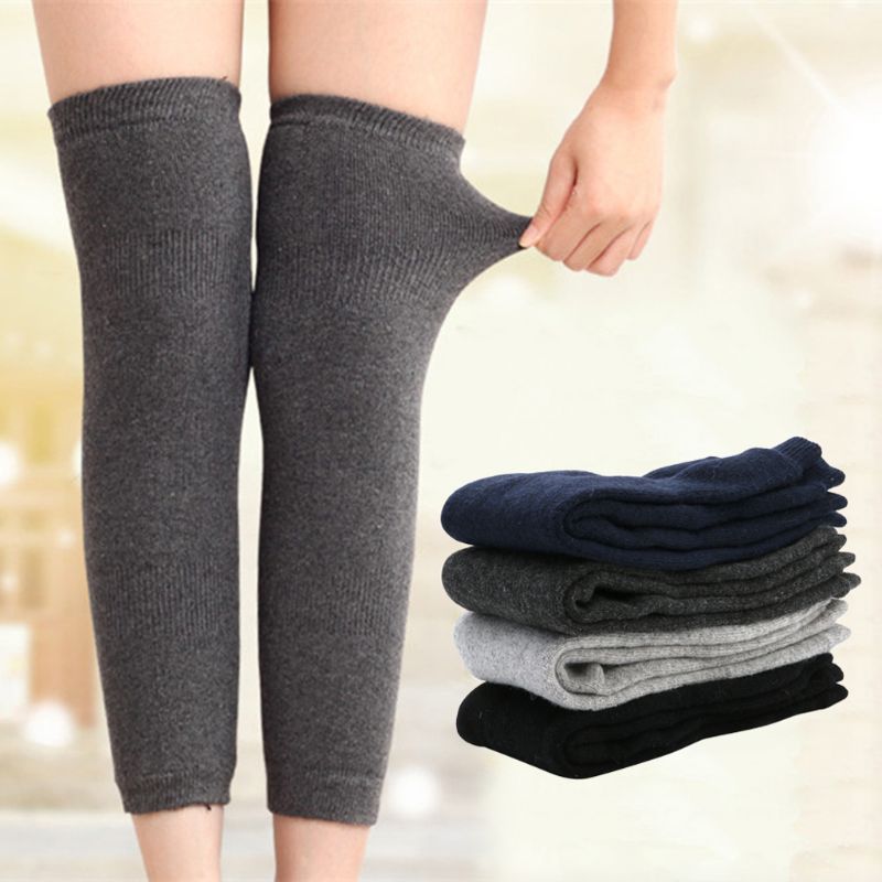 Neue Frauen Männer Warme Kaschmir Wolle Knie Wärmer Bein Oberschenkel Hohe Pad Leggings 4 Farben
