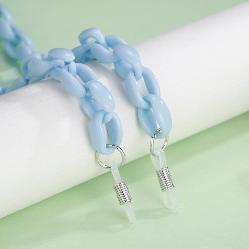 Teamer Mode Acryl Leesbril Ketting Voor Vrouwen Zonnebril Ketting Bandjes Cords Hals-Keten Lanyard Brillen Touw: 1 blue-Silver