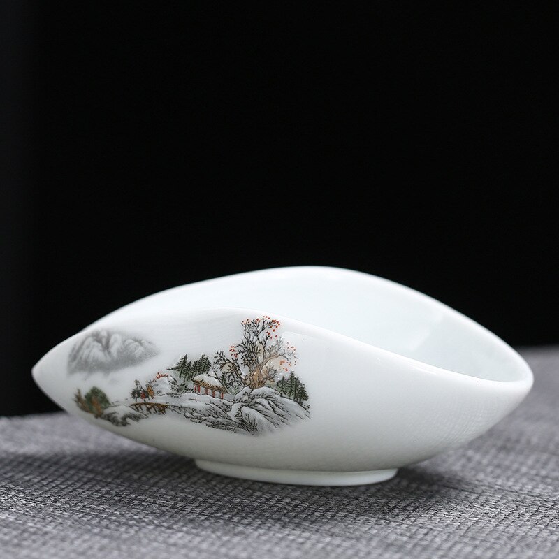 White ceramic Tea spoon Beautiful Traditional underglaze blue Tea Set Scoop ceramic bule and lotus leaf tea spoon: b