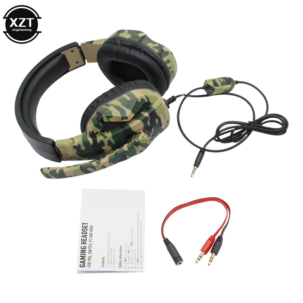 Camouflage Gaming Headset 3.5Mm Aux Jack Wired Hoofdtelefoon Gamer Cool Game Hoofdtelefoon Met Microfoon Voor PS4 Xbox One Pc telefoon