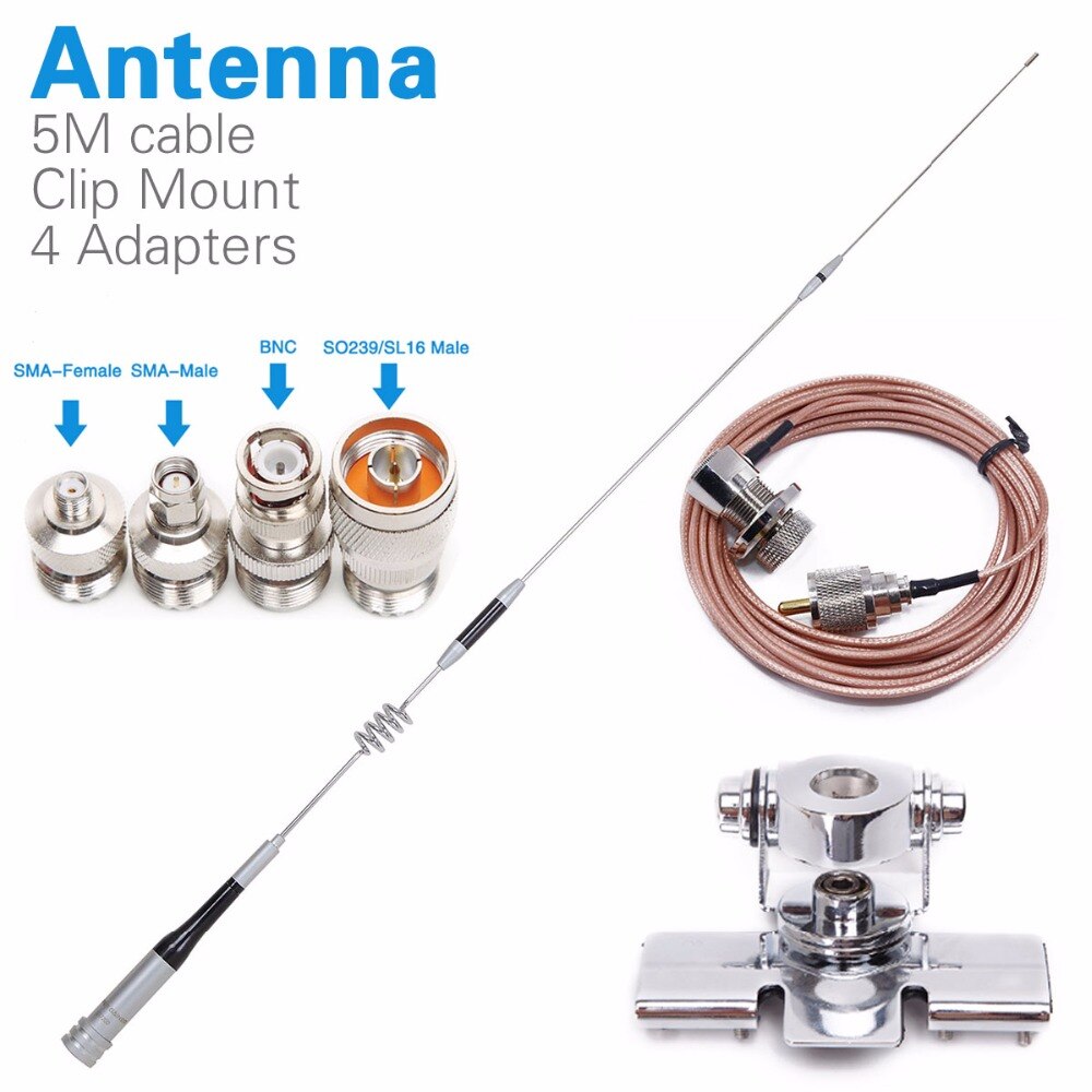 Diamond SG-7200 High Gain Dual Band Antenna+Clip Mnout +SMA-F/SMA-M/BNC/SL16 4 Adapters for Baofeng UV-5R UV-82 Walkie Talkie: antenna set 1