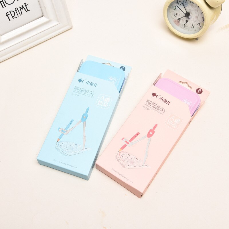 8 pcs/set 5 in 1 Drawing Tools Ruler Eraser Pencil Compass Pencil Sharpener Set For Kids Learning Tools Stationery For School