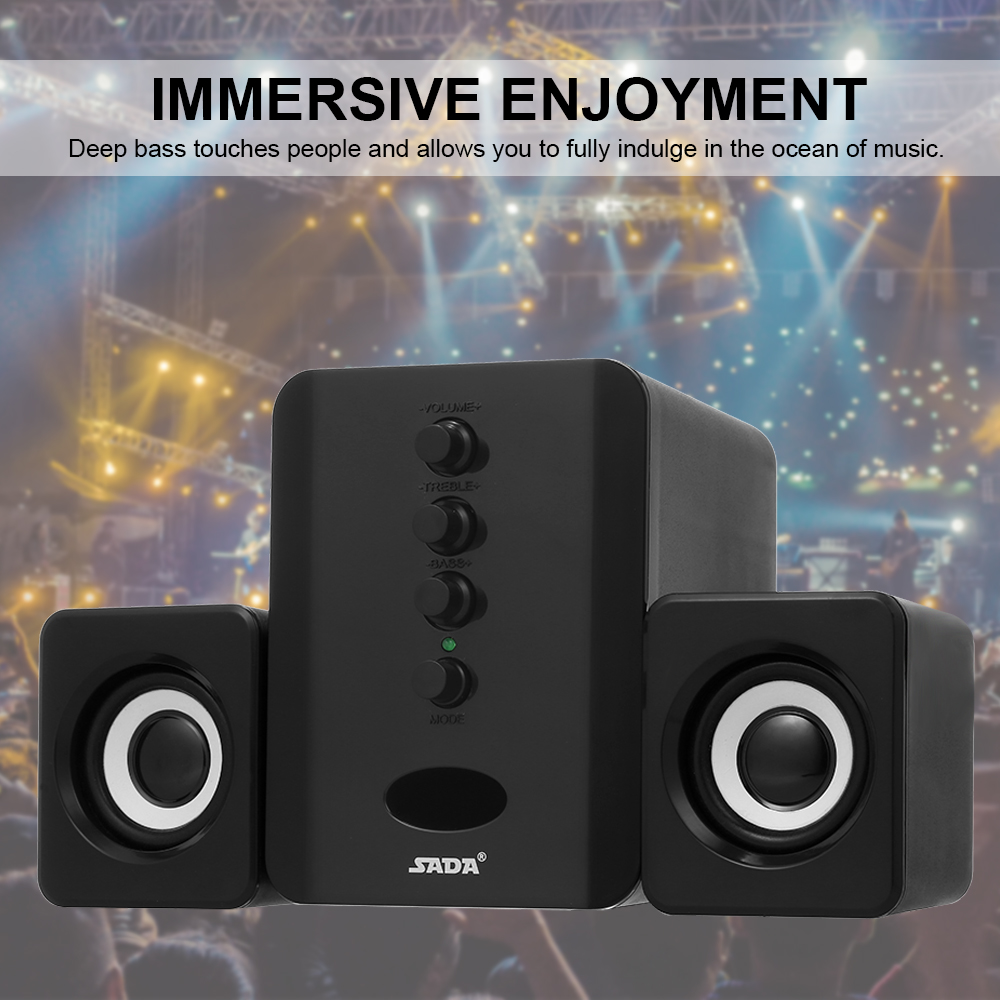 SADA USB Wired Bluetooth Speaker Set D-202 Computer Speakers Bas Muziekspeler Subwoofer Sound Box voor Desktop Laptop Tablet PC