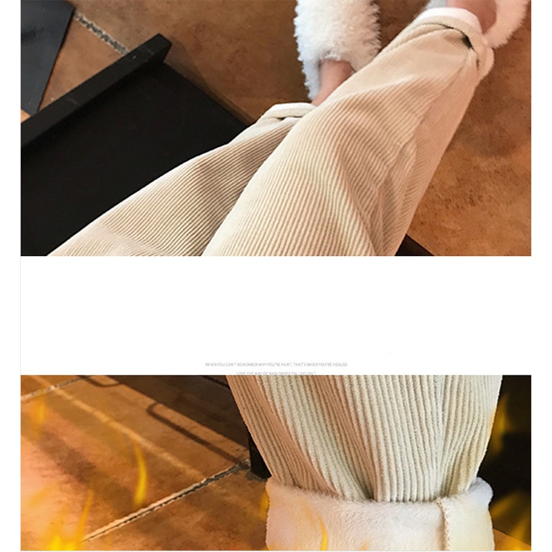 Maternity Clothes Autumn Winter High Waist Belly Lift Pants Slim Solid Corduroy Casual Pants Pregnant Woman Wide Leg Trouser