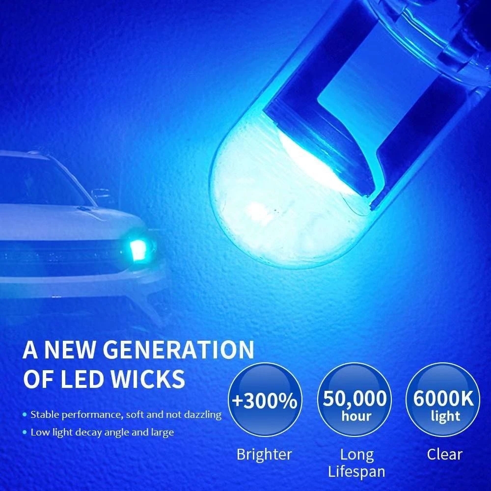 W5W Led T10 luz de coche COB transparente 6000K blanco Auto automóviles Motor lámpara de matrícula luz de techo lectura DRL estilo de bombilla 12V