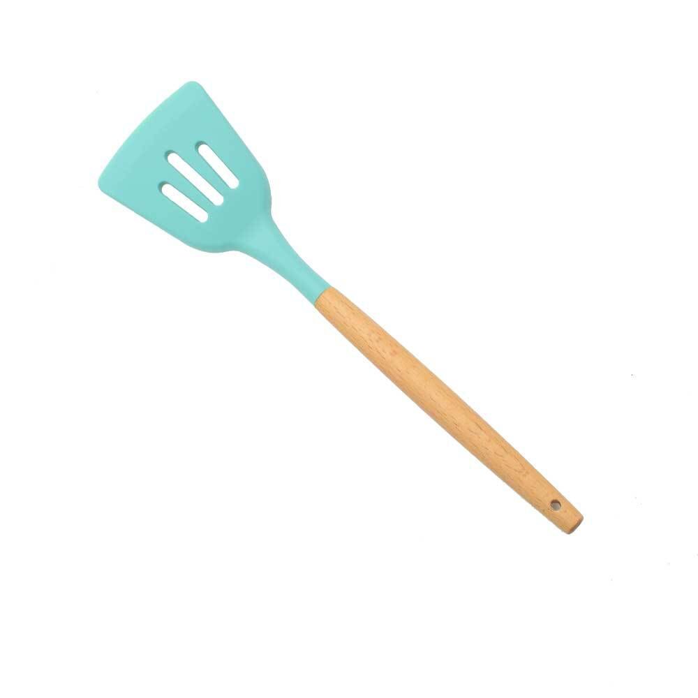 Silicone Cookware Set Kitchen Tools Non-stick Spatula Shovel Wooden Handle Cooking Utensils Kitchenware Accessories Egg Beaters: Leak shovel