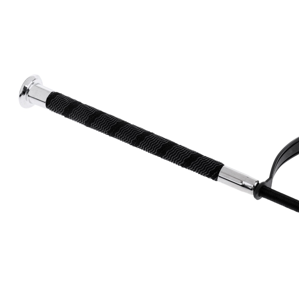 Riding Crop with Leather Slapper and Fiberglass Shaft - Durable and Nonslip - Black Equestrian Jump Bat 25"