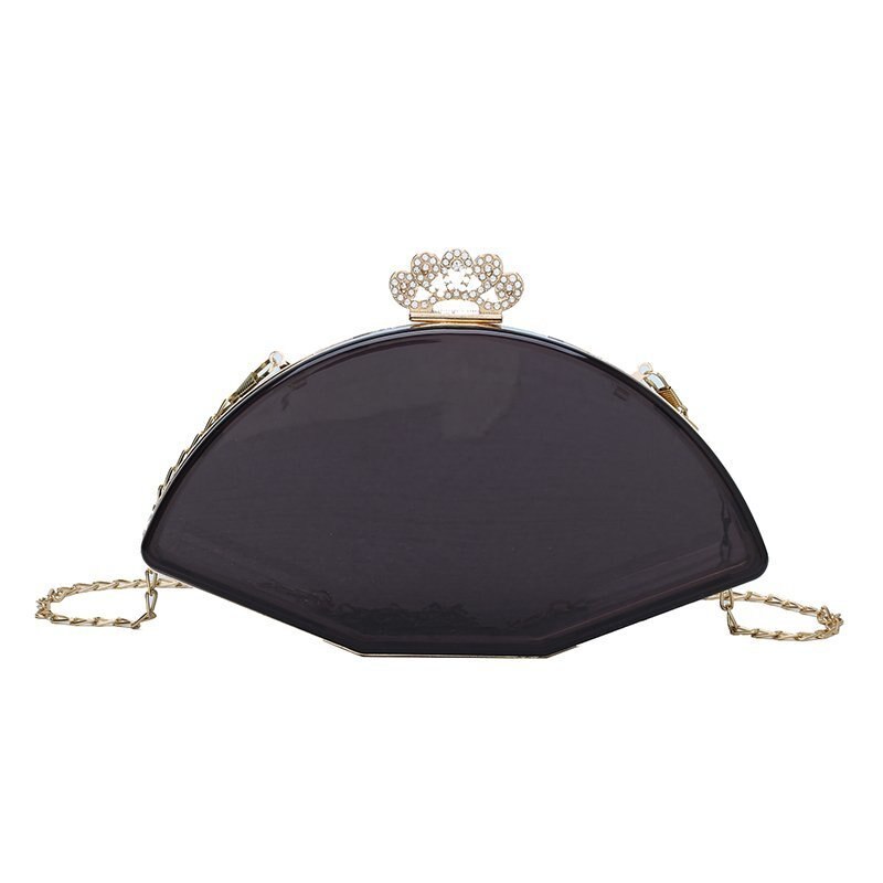 Bolso pequeño transparente de Pvc para mujer, bolsa de noche a la , de de lujo para de verano, con cadena, Color caramelo,: Negro