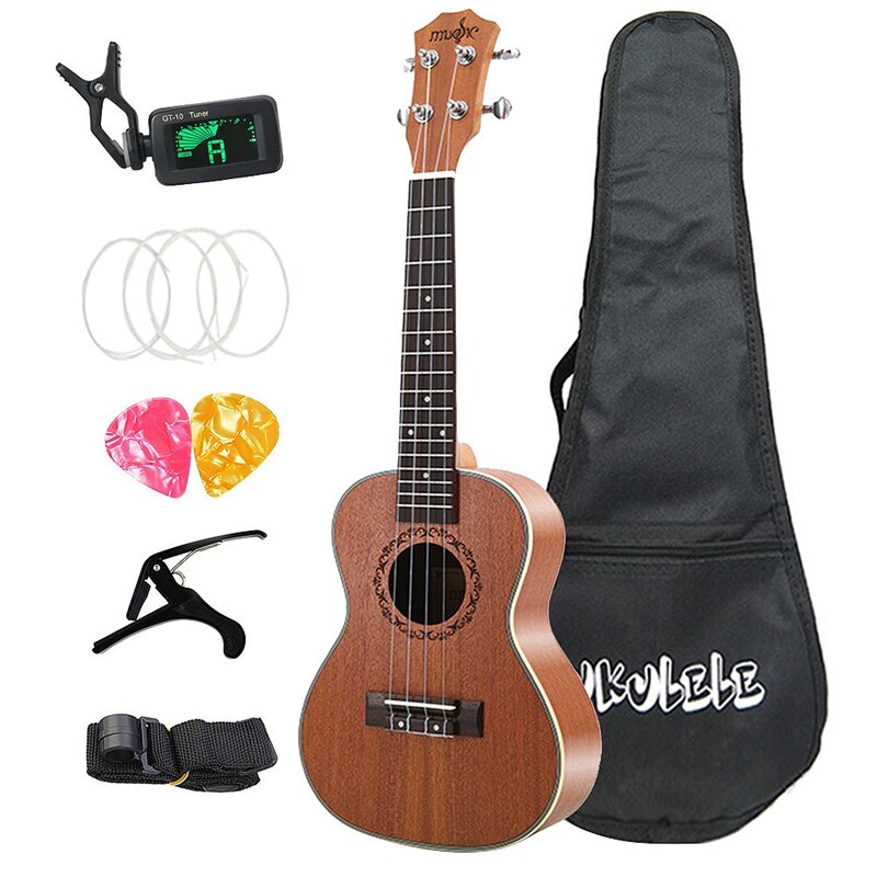 21 tum sopran ukulele hawaii hawaiiansk mini gitarr uke sapele 4 strängad gitarr för nybörjare gitarrist: Default Title