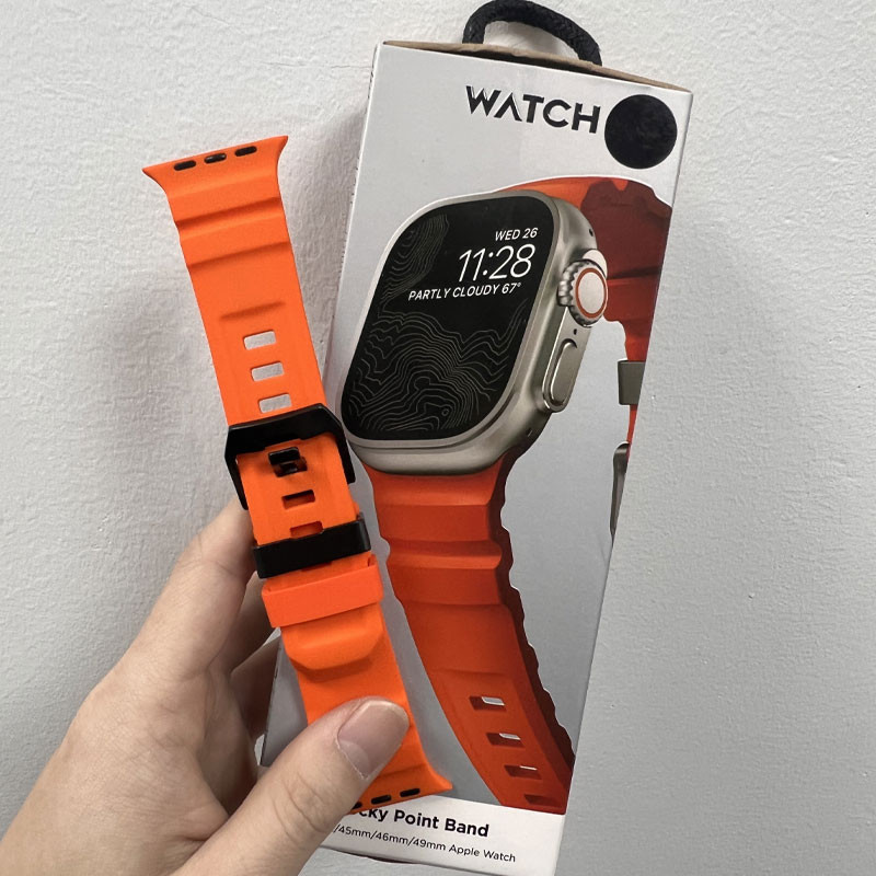 Silikonrem sportsarmbånd til iwatch ultra 2 apple watch 10/9/8/1/2/3/4/5/6/7 46mm 49mm 45mm til watch 41 44 40 38 42mm: Svart grønn / 12mm