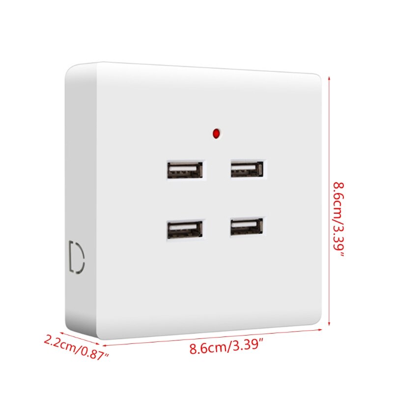 2/4 Ports USB Electrical Socket Station Power Adapter Plug Outlet 110V-250V for Home Office Use Wall Mounting Charger