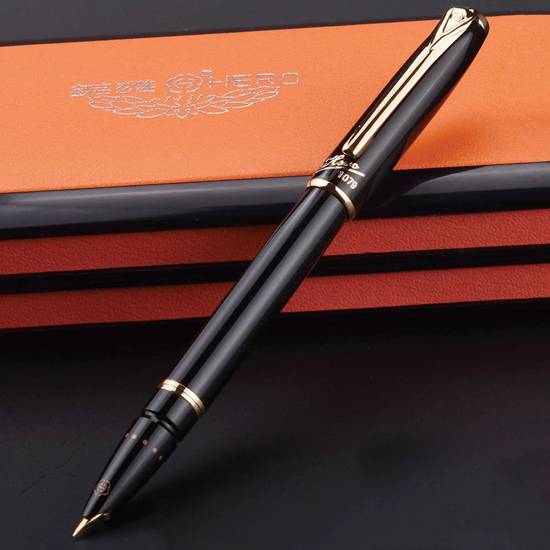 Metalen Hero Vulpen Klassieke Zwarte Pen Authentieke Iraurita Extra Fijn 0.38mm Glad Financiële Kantoor Student Inkt Pen
