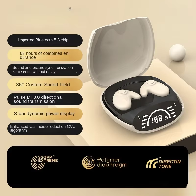 Bluetooth sports 5.3 langattomat korvatulpat, erittäin ohuet, näkymättömyyttä ja melua vaimentavat urheilukuulokkeet kaikille älypuhelimille: Ihonväri