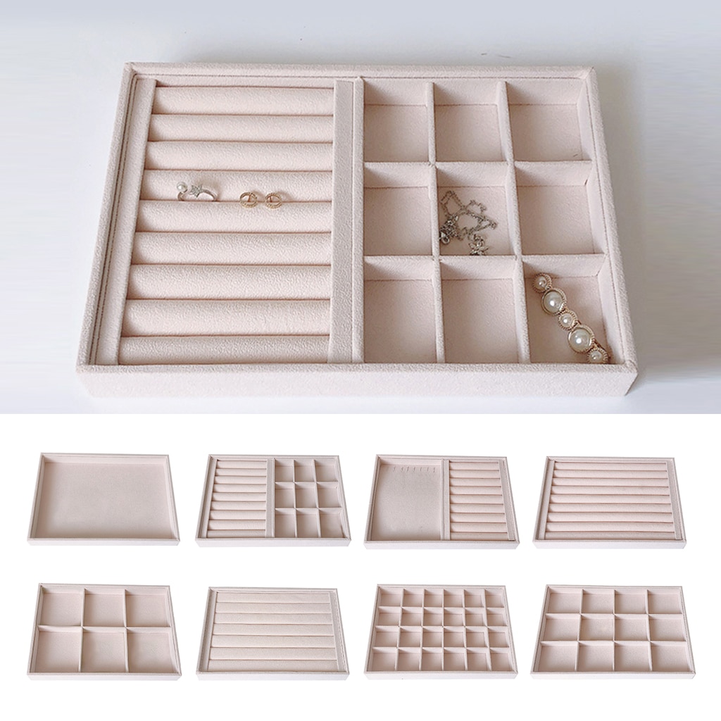 Jewelry Store Display tray stand pink Portable Jewelry Storage Box Case Ring Earring Organizer Necklace Tray