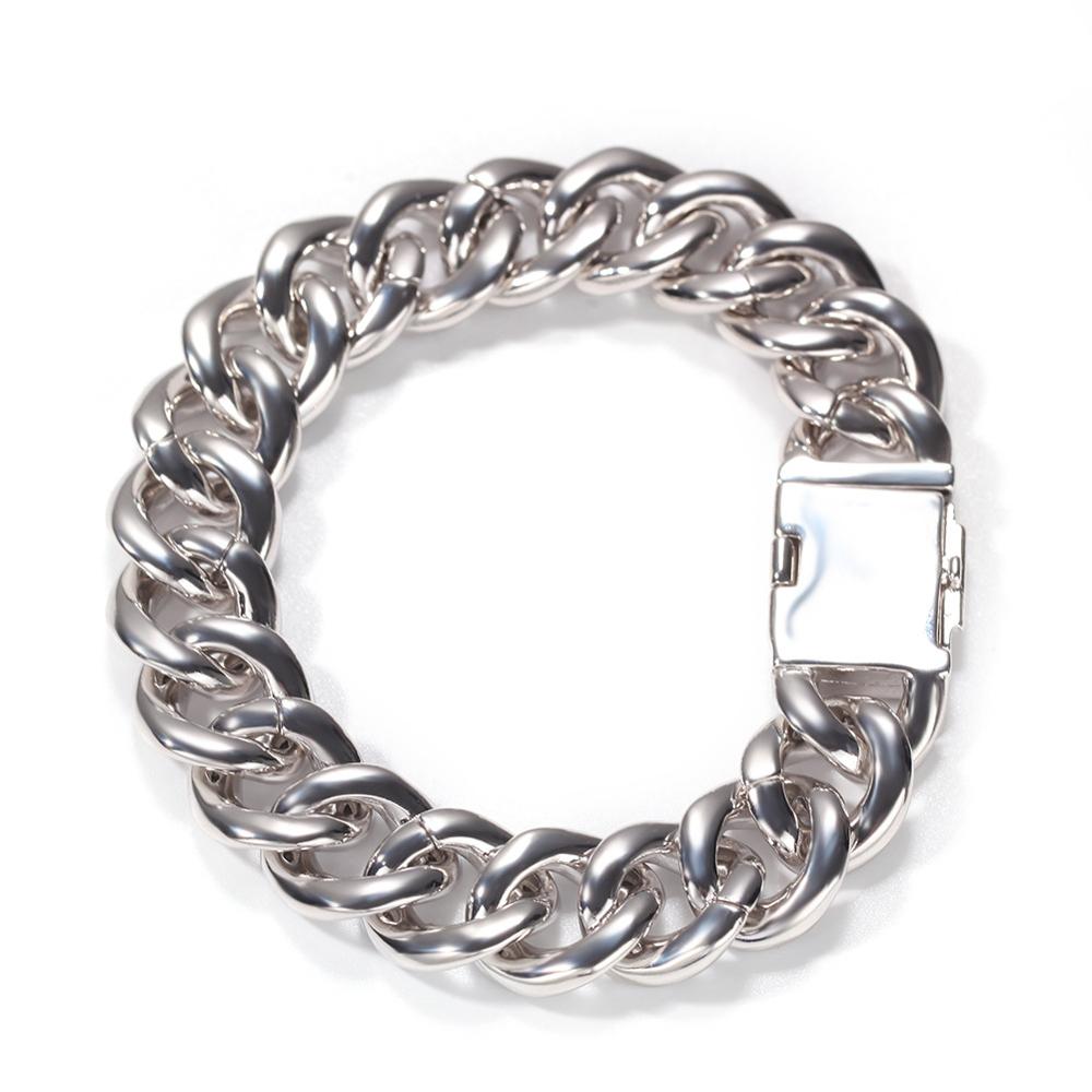 12mm chunky halskæde mænd miami guldkæde til mænd hip hop choker smykker 7-27in cadena cubana zirkon cubanske kædekæde: 8 tommer / Guld