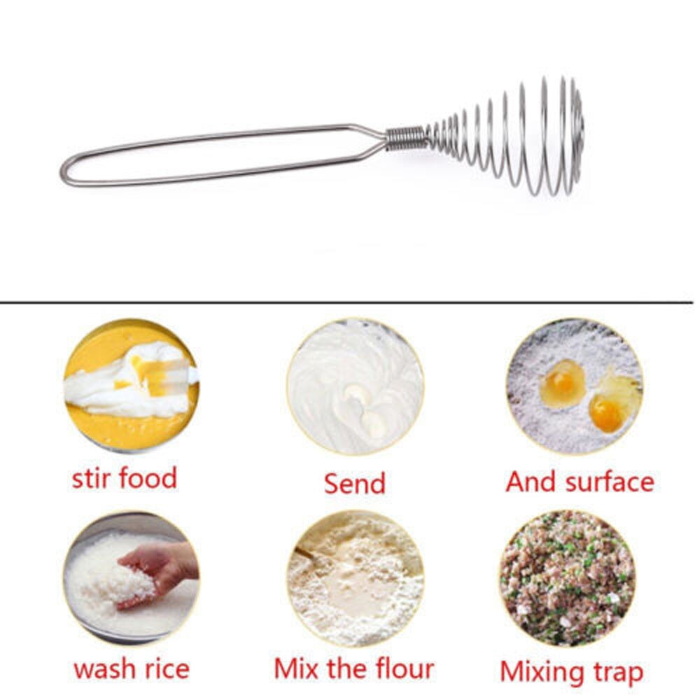 Manual Egg Beater Spring Coil Wire Whisk Stainless Steel Blender Kitchen Tools Cooking Tool 922
