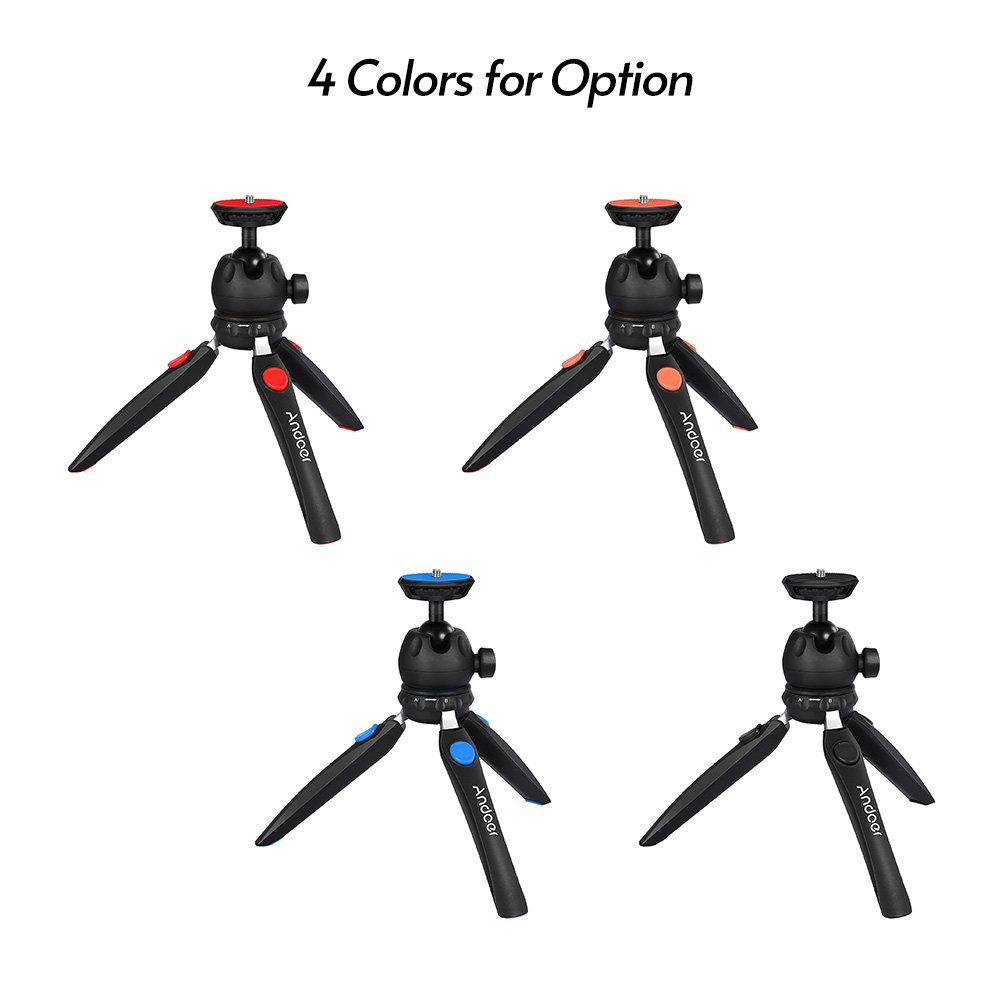 Andoer Mini Tabletop Tripod Camera Tripods Portable Foldable with 1/4" Mounting Screw for DSLR/Mirrorless Cameras Video Light