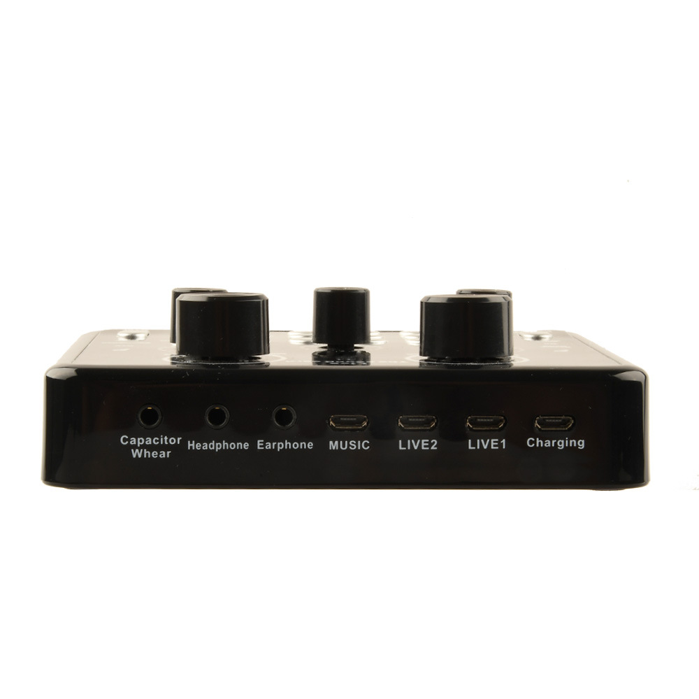 Tarjeta de sonido en vivo V8, carga USB con función de eco de música, se puede conectar al teléfono móvil, auriculares, micrófono, ordenador y tableta